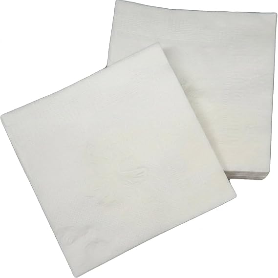 Square Paper Napkins White 4000 Count (8 Packs of 500) - 1-Ply Disposable Cocktail Beverage Napkins - Commercial Grade - Restaurants Bars Parties Events Cleaning