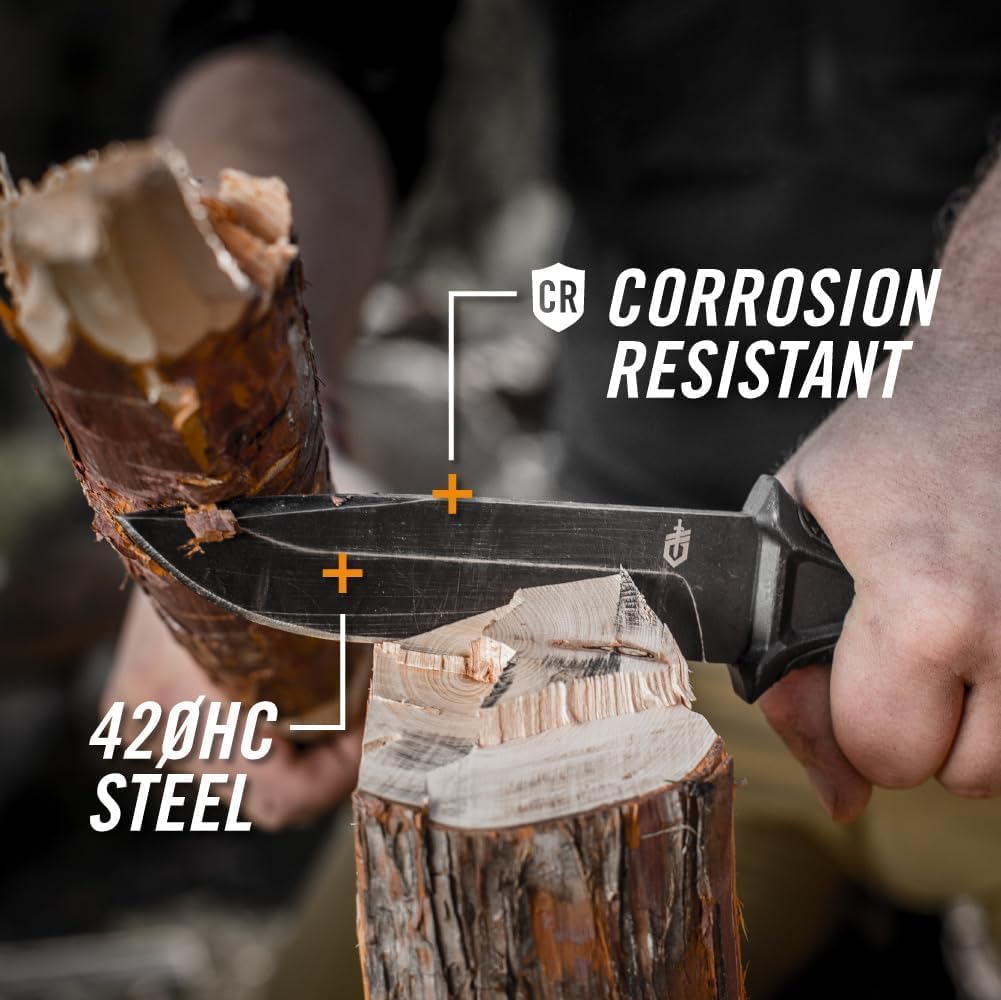 Gerber Gear StrongArm Fixed Blade Tactical Survival Knife – Full Tang 420HC Steel Blade, Plain Edge, Coyote Brown