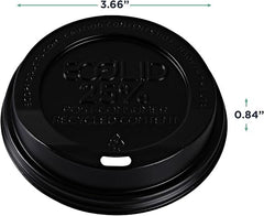 Eco-Products Ecolid Recycled Small Coffee Cup Lids, Case of 1000, Black, Fits 8oz Hot Cups, Made from 25% Post-Consumer Recycled Plastic Polystyrene, Made in the U.S.A.