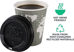 Eco-Products Ecolid Recycled Small Coffee Cup Lids, Case of 1000, Black, Fits 8oz Hot Cups, Made from 25% Post-Consumer Recycled Plastic Polystyrene, Made in the U.S.A.