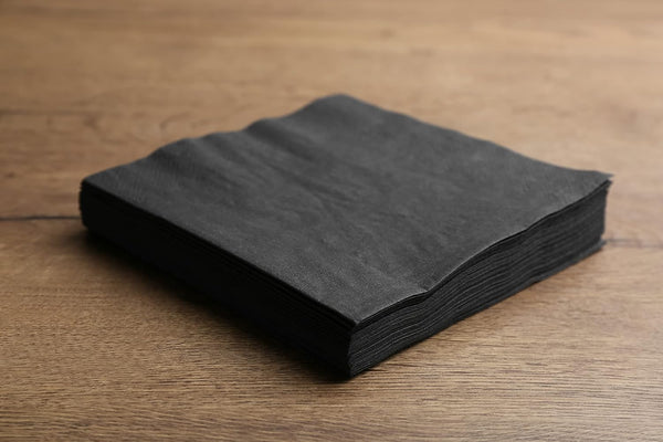 Perfectware 2Ply Black Paper Cocktail Beverage Napkins 1000ct