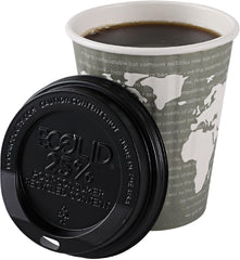 Eco-Products Ecolid Recycled Small Coffee Cup Lids, Case of 1000, Black, Fits 8oz Hot Cups, Made from 25% Post-Consumer Recycled Plastic Polystyrene, Made in the U.S.A.