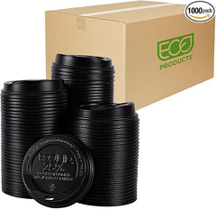 Eco-Products Ecolid Recycled Small Coffee Cup Lids, Case of 1000, Black, Fits 8oz Hot Cups, Made from 25% Post-Consumer Recycled Plastic Polystyrene, Made in the U.S.A.