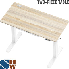 SHW 48-Inch Electric Height Adjustable Standing Desk with Drawer – Maple