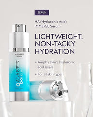 Alastin HA Immerse Serum with hydration claims in background