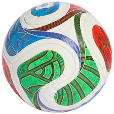 Colorful soccer ball with a unique pattern on a white background