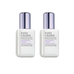 Dual bottles of Estée Lauder Perfectionist Pro Rapid Brightening Treatment shown side by side