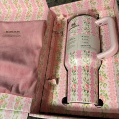 Floral-patterned Stanley tumbler in a decorative box with pink interior