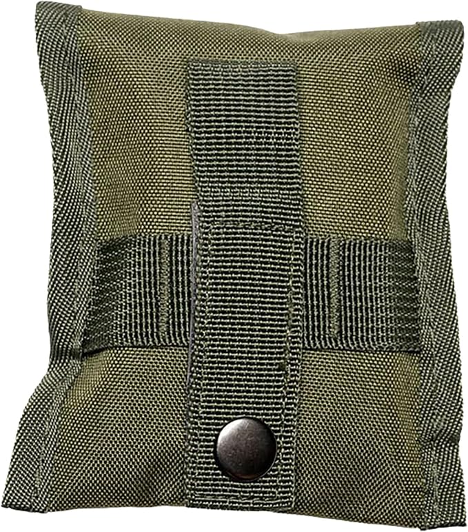 Green tactical pouch with a button on a white background