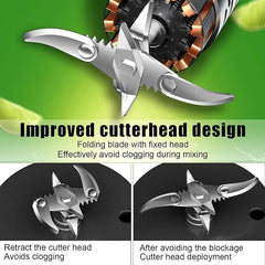 Improved cutterhead design with folding blade and fixed head on a green background