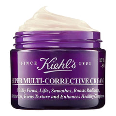 Kiehl's Super Multi-Corrective Cream jar with purple lid on a white background