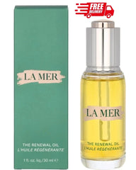 La Mer The Renewal Oil with packaging and free delivery icon on a white background