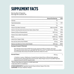 Detailed supplement facts panel showing ingredients for Nutrafol for men scalp health.