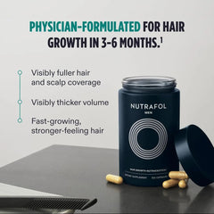 Nutrafol hair growth supplements visible hair growth in 3-6 months.