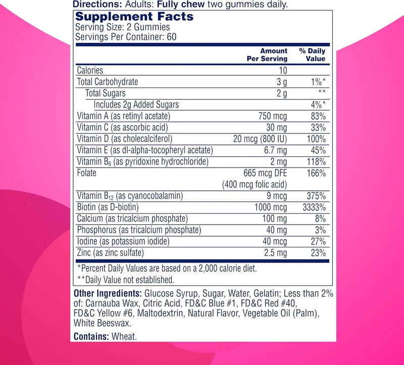 ONE-A-DAY-Multi_-Hair_-Skin-_-Nails_-Multivitamin-_supplement facts