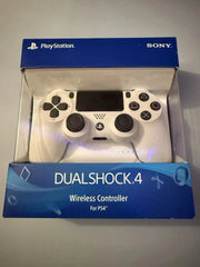 PlayStation DualShock 4 wireless controller packaging with blue and white design.