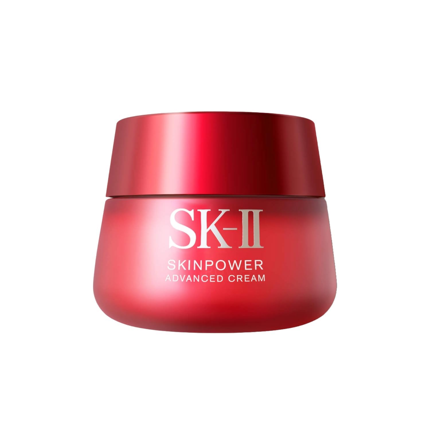 Red jar of SK-II Skinpower Advanced Cream on a white background