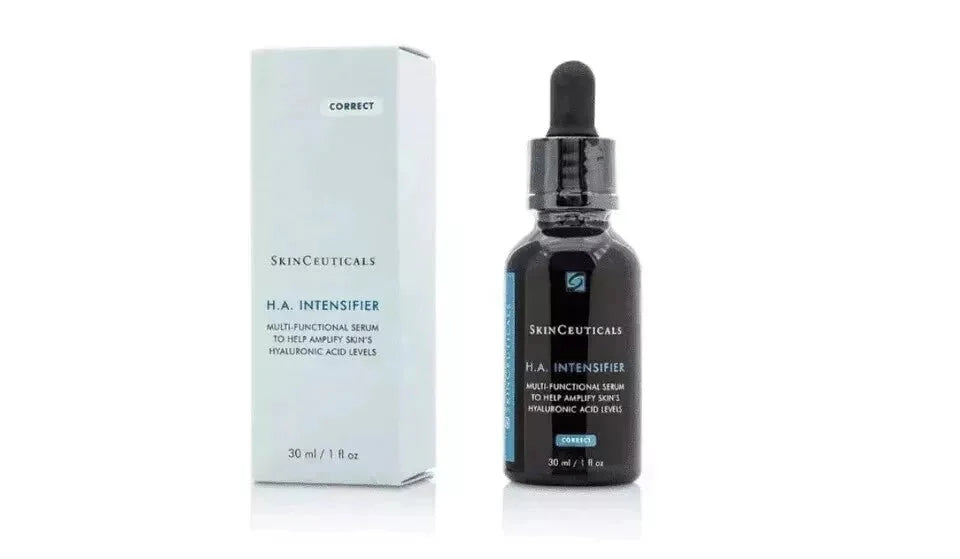 SkinCeuticals H.A. Intensifier serum bottle with packaging on a white background