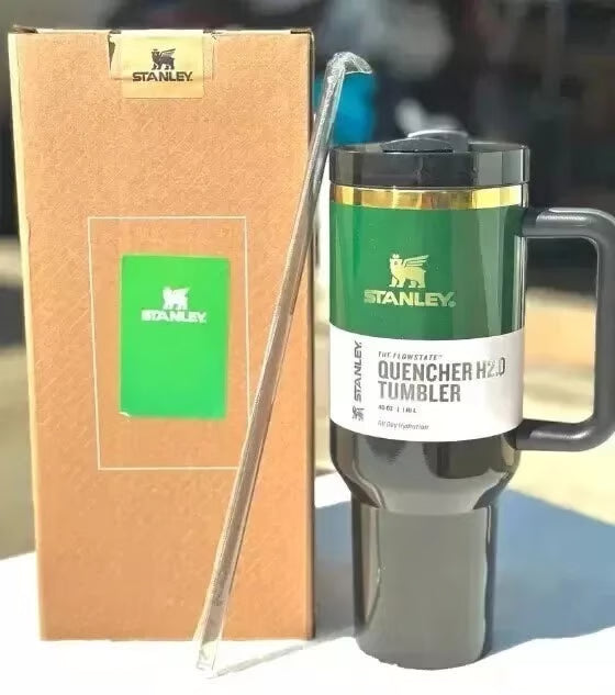 Stanley Quencher H2.O tumbler with packaging on a blurred background