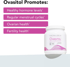 Theralogix Ovasitol supplement container with listed benefits