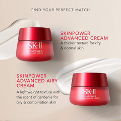 Two red SK-II skincare cream jars with text on a beige background