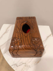 Imported Hand-Carved Naqshi Wooden Tissue Box Holder – Elegant Decorative Home Accessory