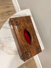 Imported Hand-Carved Naqshi Wooden Tissue Box Holder – Elegant Decorative Home Accessory