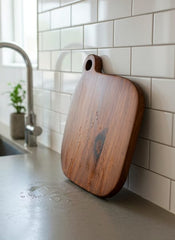 Acacia Wood Serving Board with Handle – Solid Wooden Cutting & Chopping Board for Kitchen, Cheese, Bread & Charcuterie, Natural Durable Wood Design