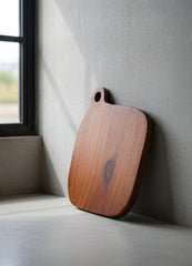 Acacia Wood Serving Board with Handle – Solid Wooden Cutting & Chopping Board for Kitchen, Cheese, Bread & Charcuterie, Natural Durable Wood Design