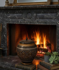 Hand-Painted Ceramic Ginger Jar with Lid – Decorative Black & Golden  Storage Jar, Traditional Art Design for Home Décor, Living Room, Kitchen or Shelf Display