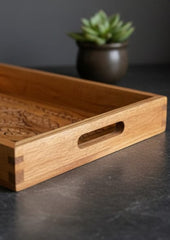 Decorative Wooden Tray Set of 3 – Handcrafted Traditional Brass Work Serving Trays