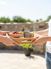 Decorative Wooden Tray Set of 3 – Handcrafted Traditional Brass Work Serving Trays