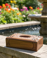 Imported Hand-Carved Naqshi Wooden Tissue Box Holder – Elegant Decorative Home Accessory