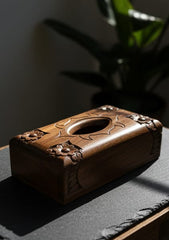 Imported Hand-Carved Naqshi Wooden Tissue Box Holder – Elegant Decorative Home Accessory
