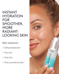 Woman applying Alastin HA Immerse Serum to cheek