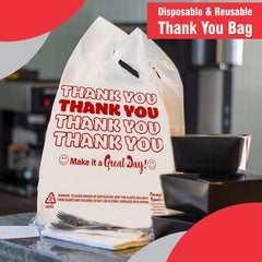 THANK YOU T-Shirt Bags 11.5" x 6.5" x 21" White Plastic Shopping bag 50 -  (1000 bags )